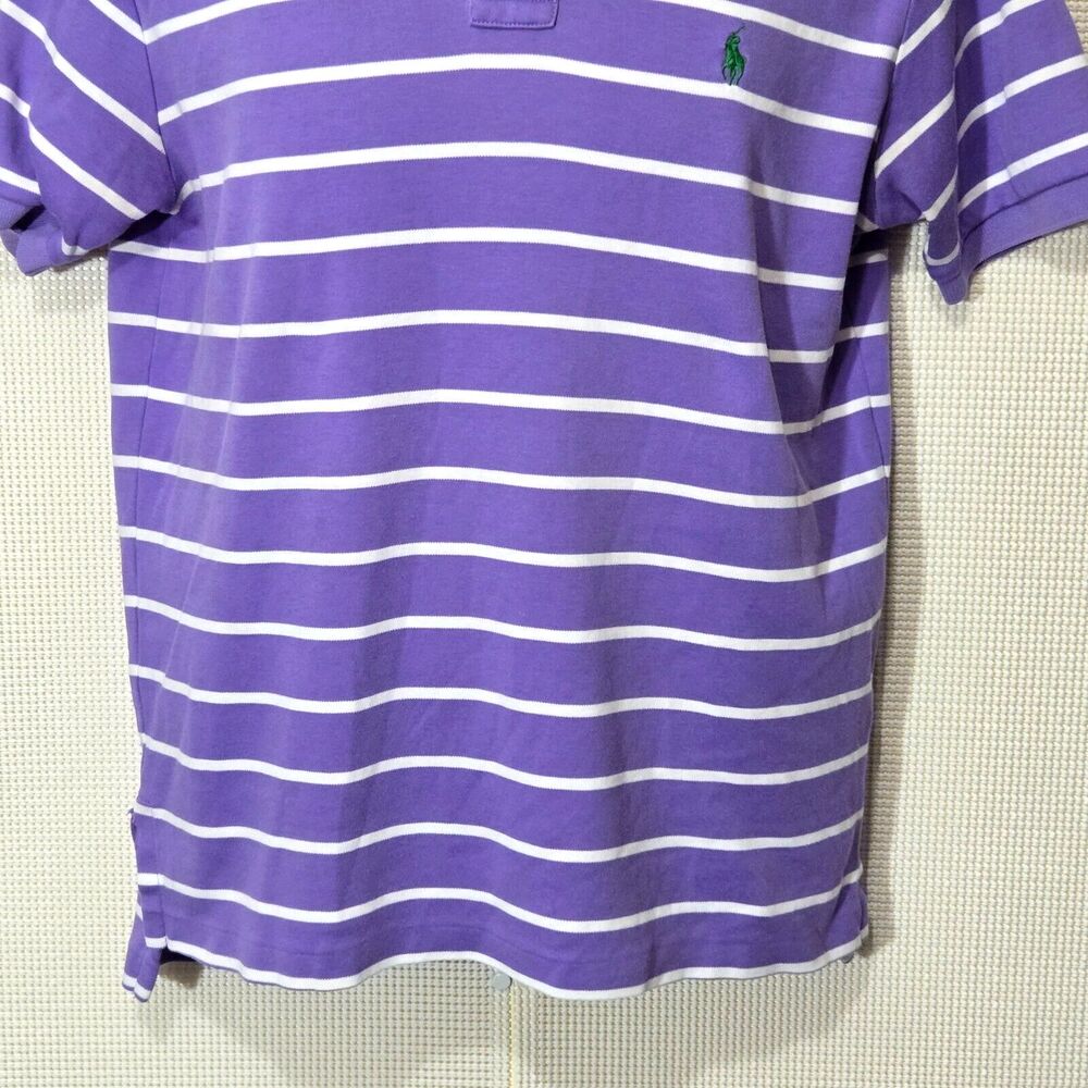 Polo Ralph Lauren Polo Shirt Mens Small Purple White Striped Green Small Pony - Picture 3 of 10
